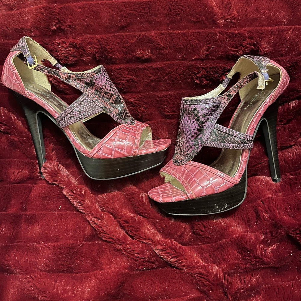 Purple and pink heels
